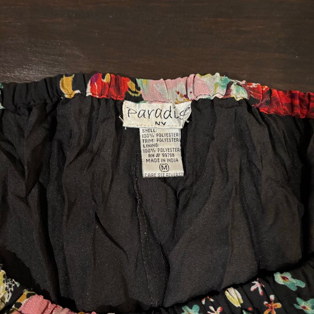 Boho Floral Lace-Trim Tiered Midi Skirt- Sz M- Whimsygoth 90s Vintage - Picture 6 of 6